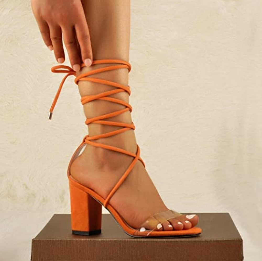 Orange lace up sandals sz5&6